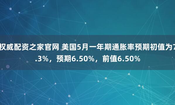 权威配资之家官网 美国5月一年期通胀率预期初值为7.3%，预期6.50%，前值6.50%